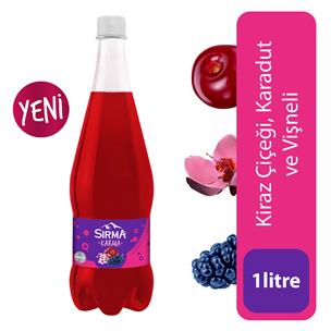 Sırma Karma Karadut ve Kiraz Çiçeği Aromalı, Vişneli Doğal Zengin Mineralli Şekersiz Gazlı İçecek 1L